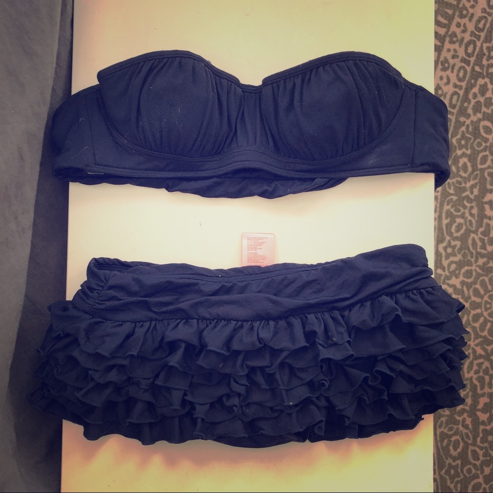 Juicy Couture Two Piece Ruffled Blue Bathing Suit